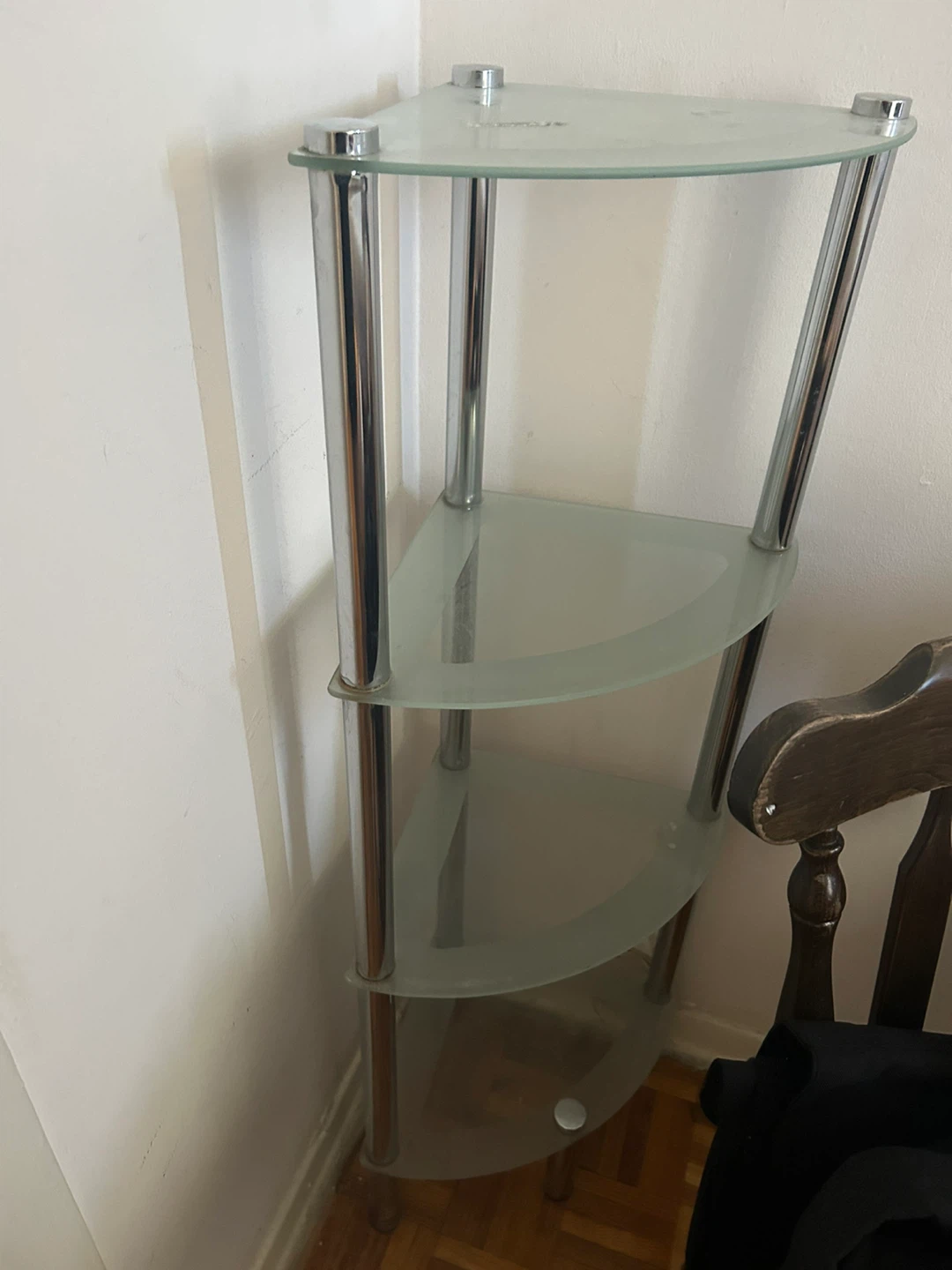Glass Corner Shelf Unit