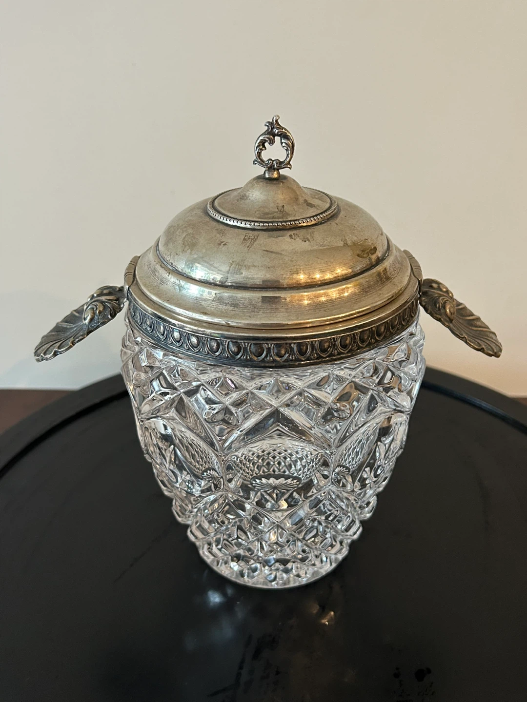 ⚽️ Vintage Carlo Masini  Crystal Biscuit Jar 800 Silver