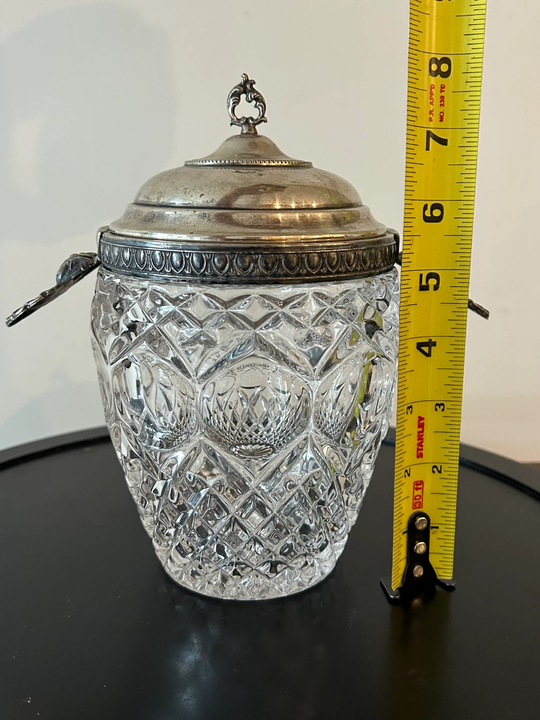 ⚽️ Vintage Carlo Masini  Crystal Biscuit Jar 800 Silver - photo 5