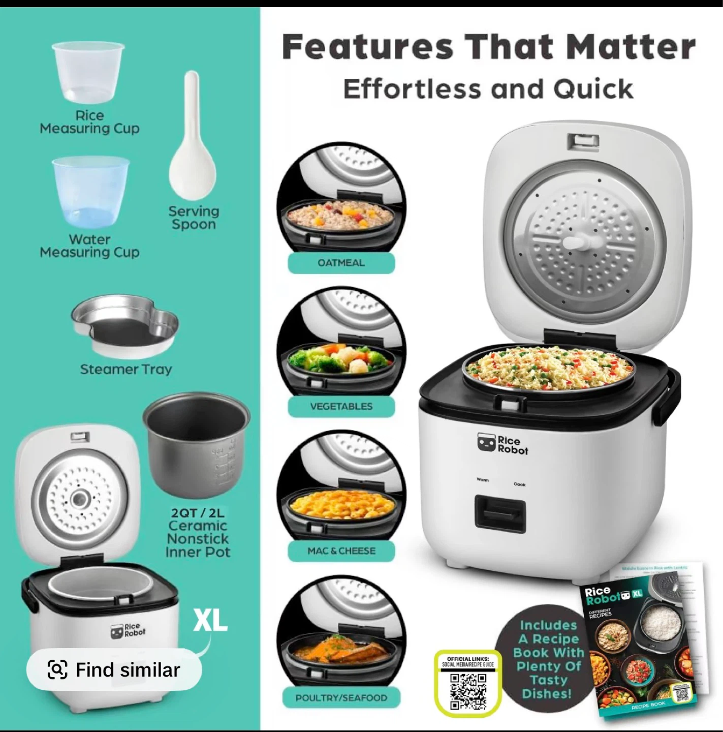 Rice Robot XL 2 Liter Rice Cooker - photo 2