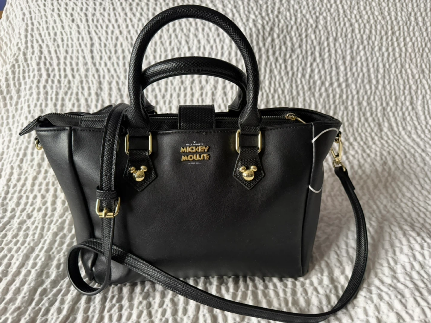 Disney Mickey Mouse Black Faux Leather Satchel Bag - photo 2