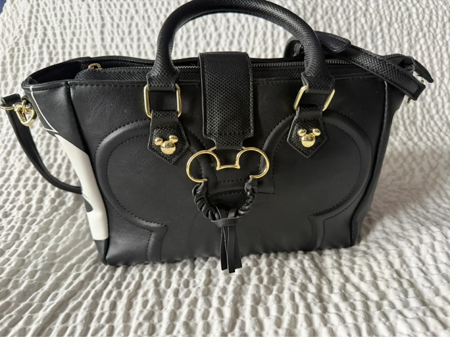 Disney Mickey Mouse Black Faux Leather Satchel Bag