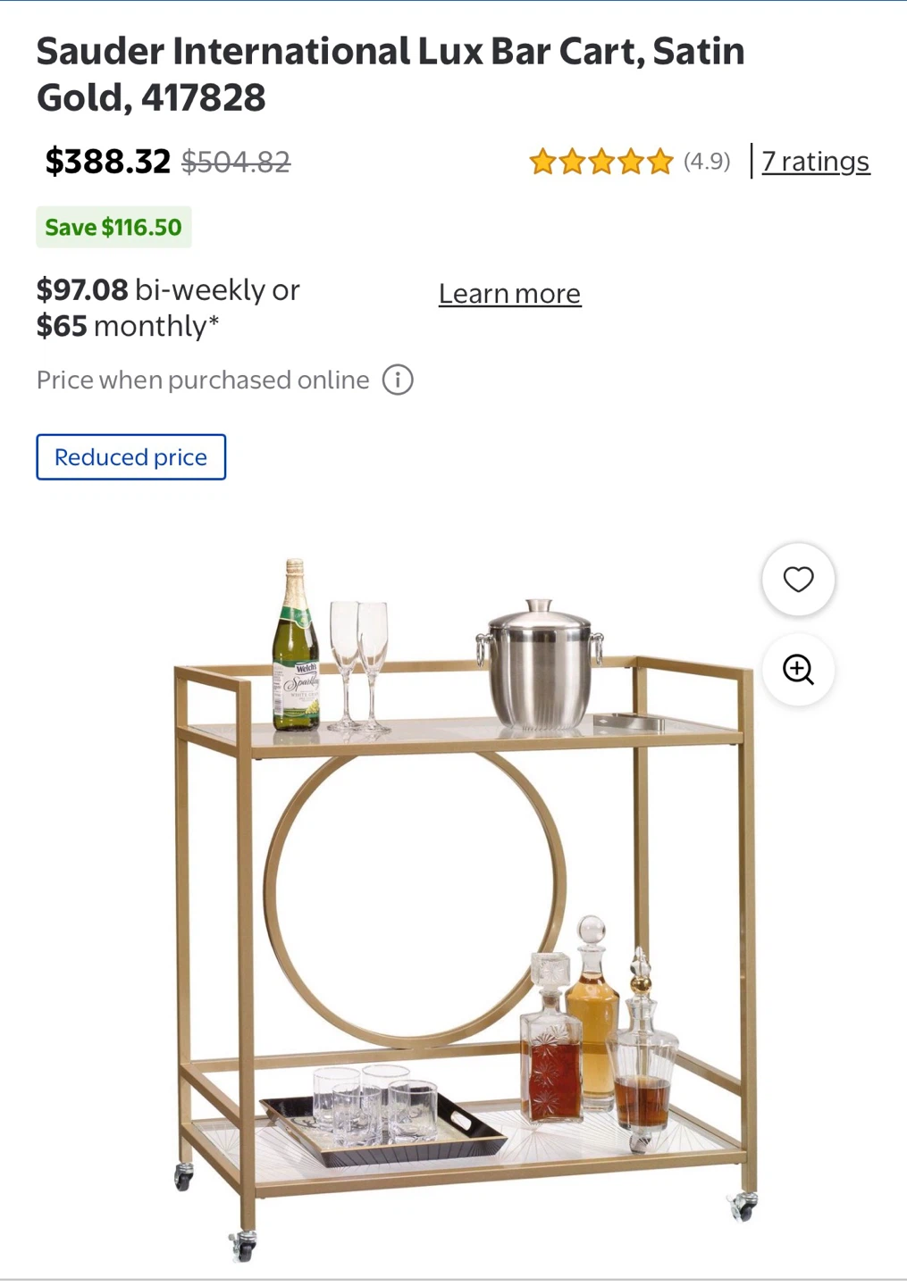 Gold Bar Cart