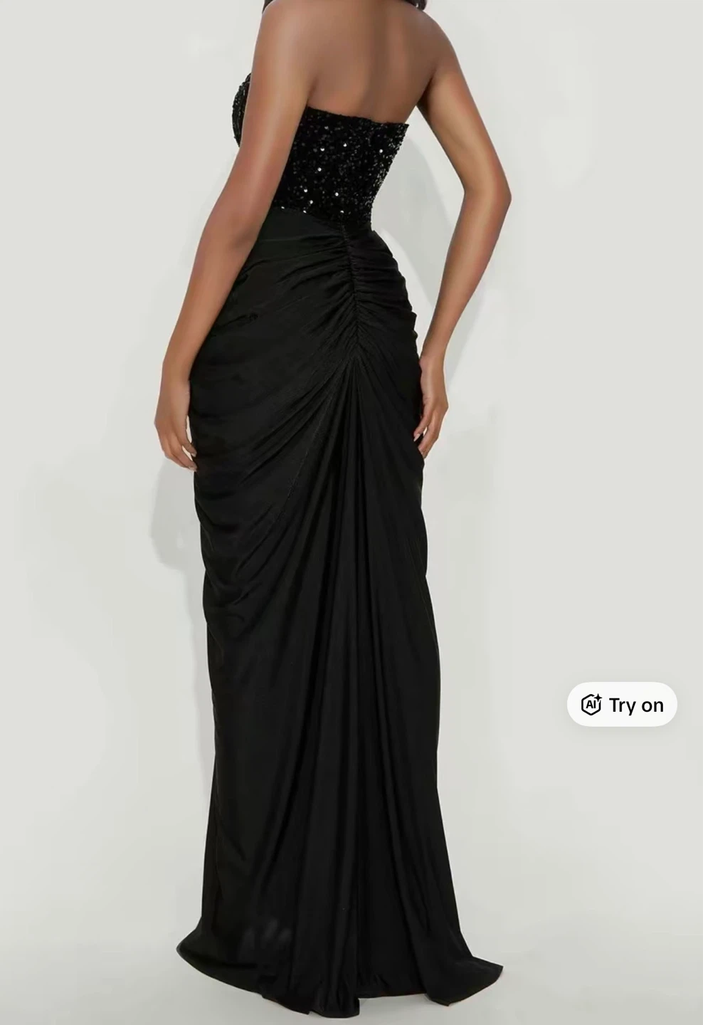 Black Sequin Strapless Gown - photo 2