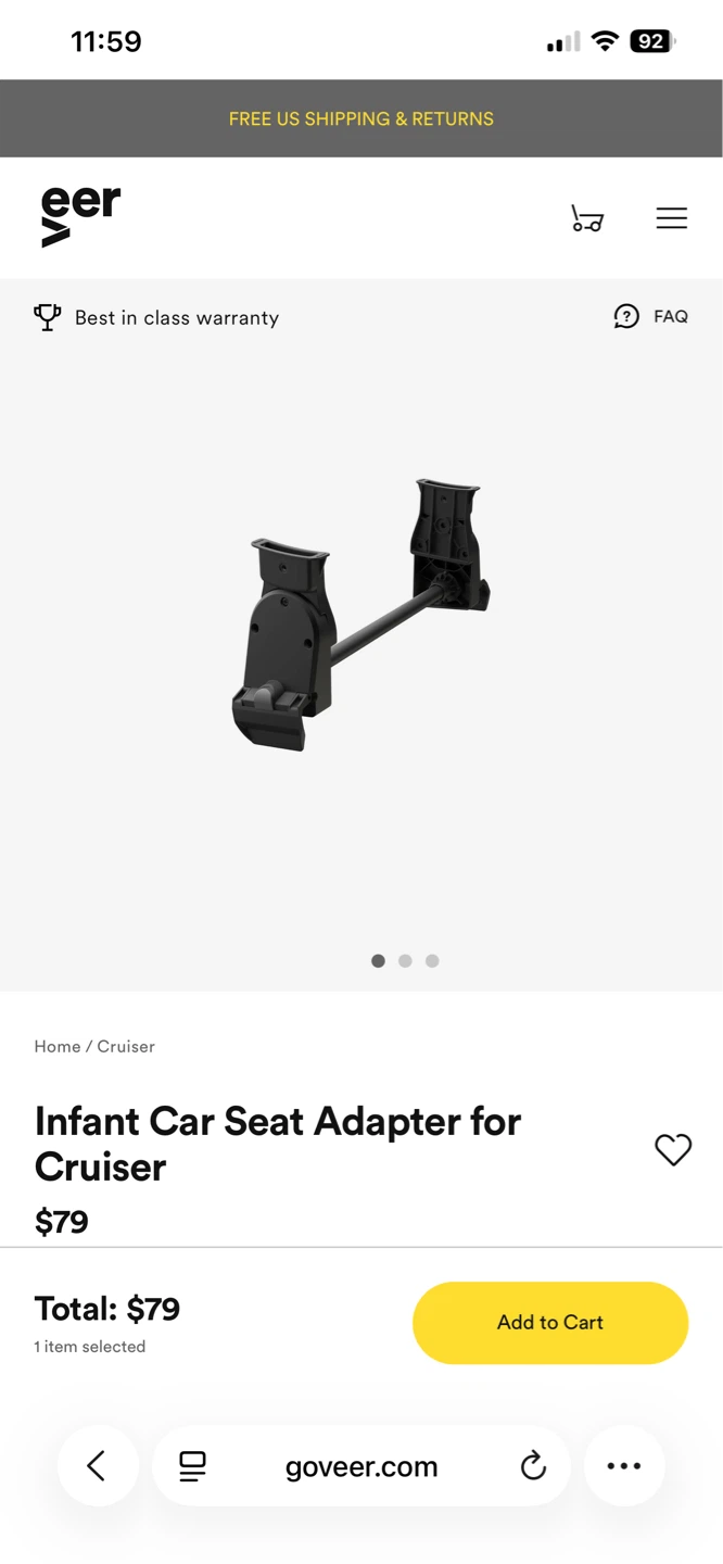 Nuna Pipa infant Car Seat Adapter for Veer Cruiser wagon - photo 2