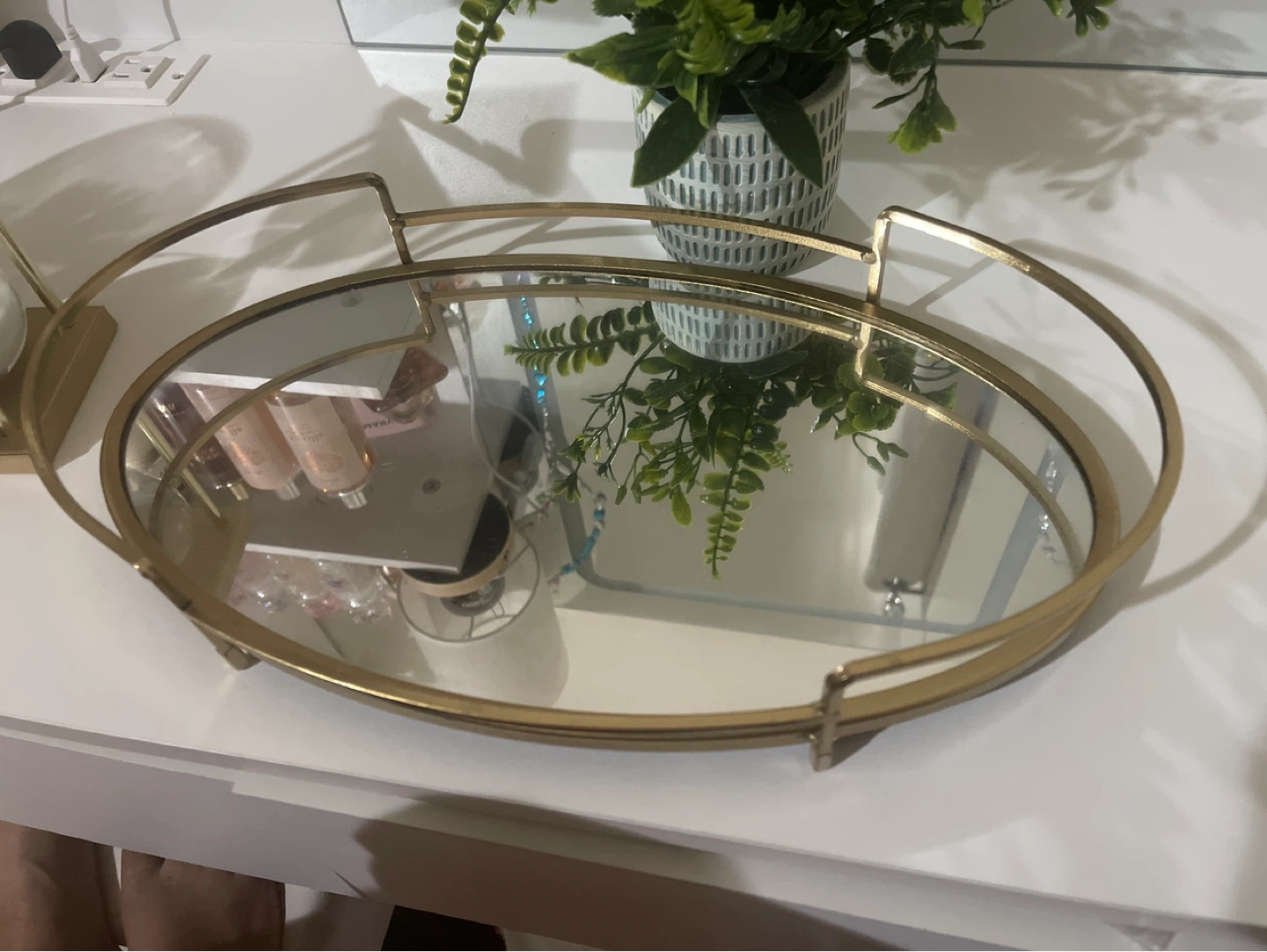 Gold Mirrored Oval Tray