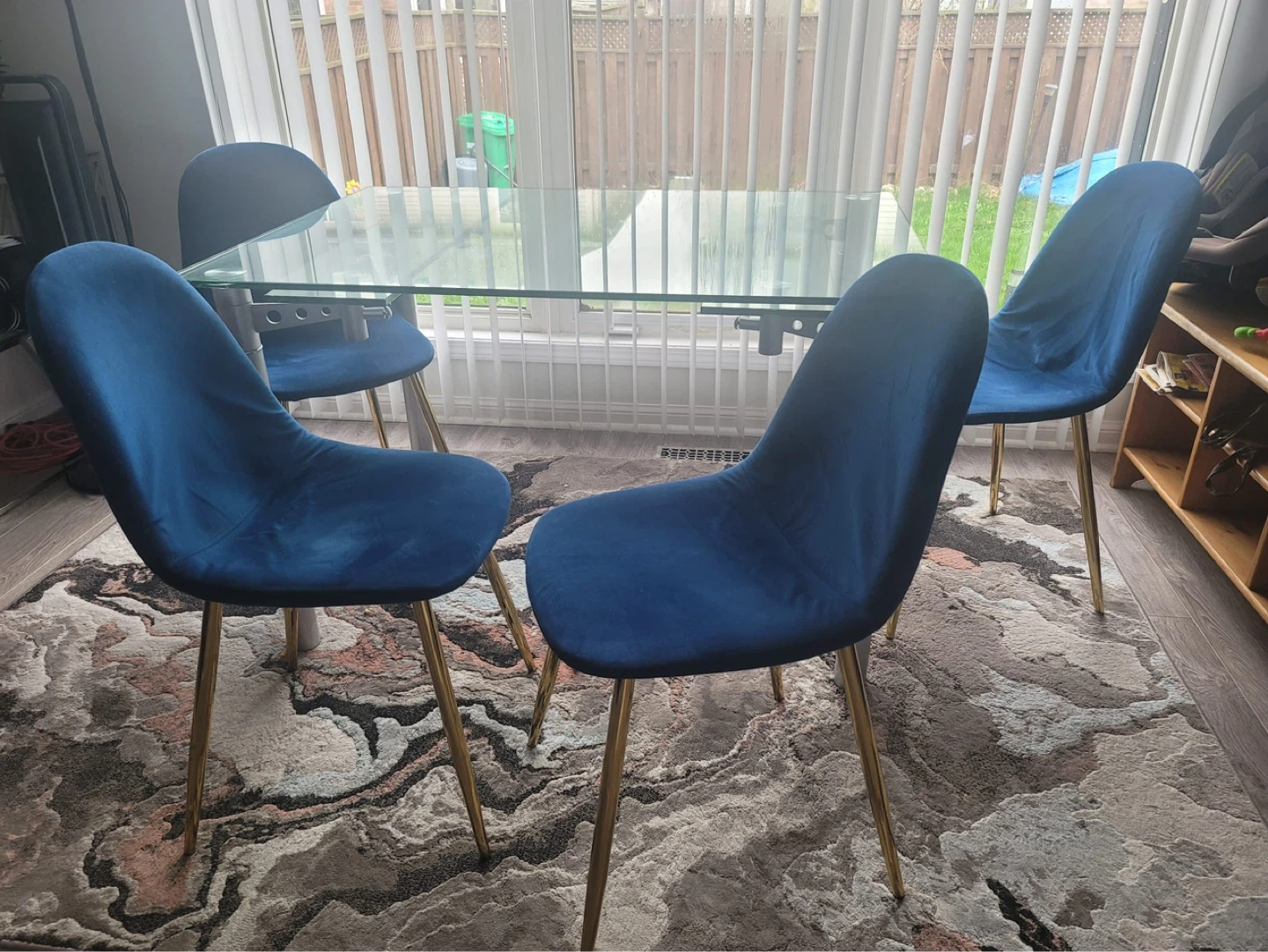 Modern Glass Dining Table Set – 4 Velvet Chairs - photo 5