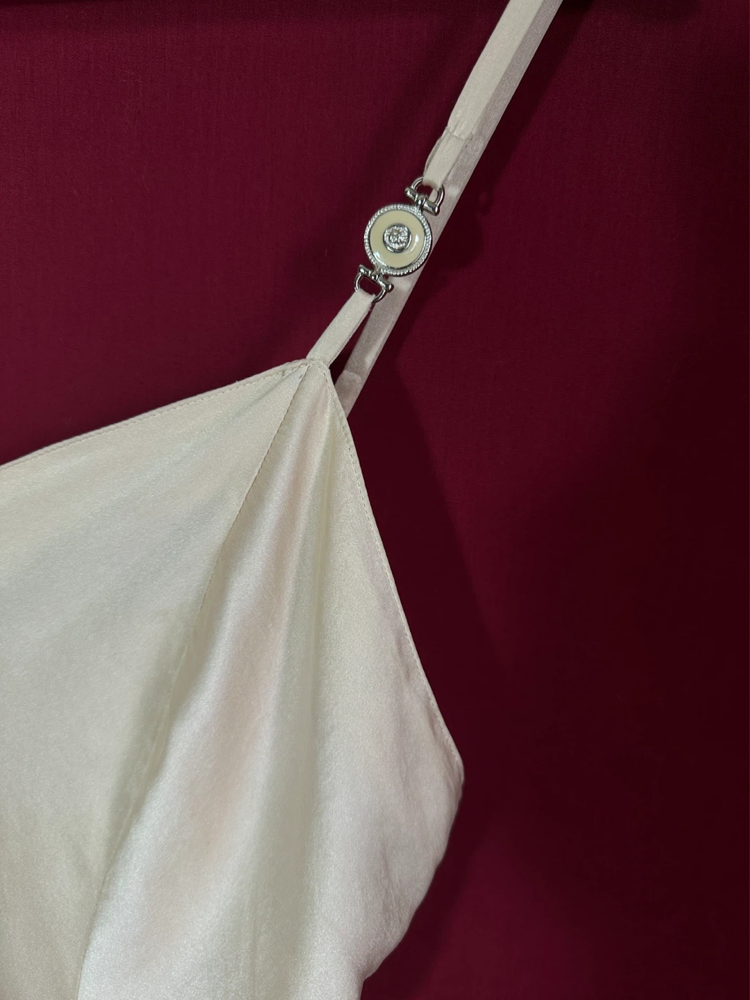 100% Silk Vintage Chemise Slip Dress with Embellished Straps - photo 2