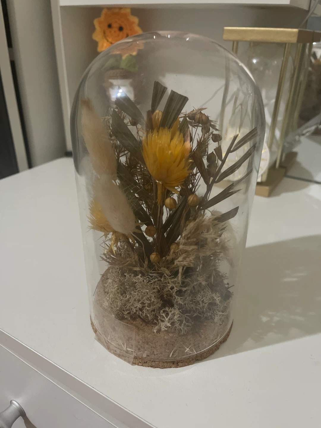 Dried Flower Arrangement in Glass Dome