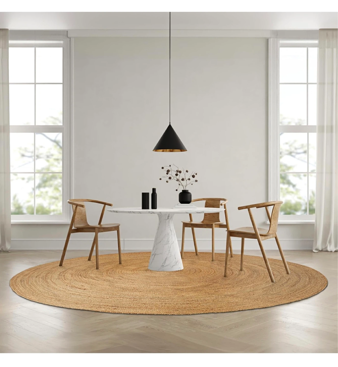 Round Jute Area Rug - 96" Diameter