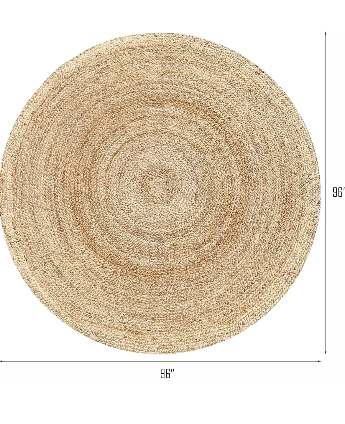 Round Jute Area Rug - 96" Diameter - photo 2
