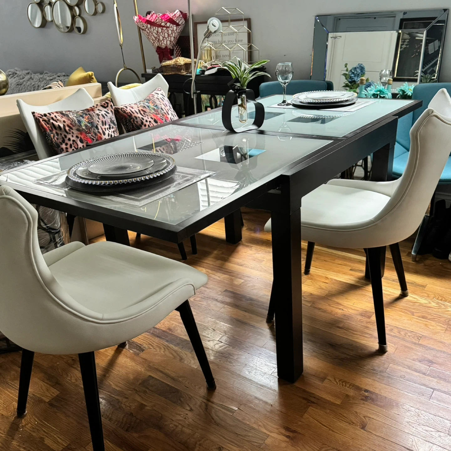 Modern Glass Top Extendable Dining Table ⚽️ - photo 2