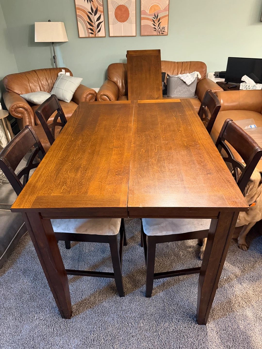 Wooden Pub Table with 4 Chairs
