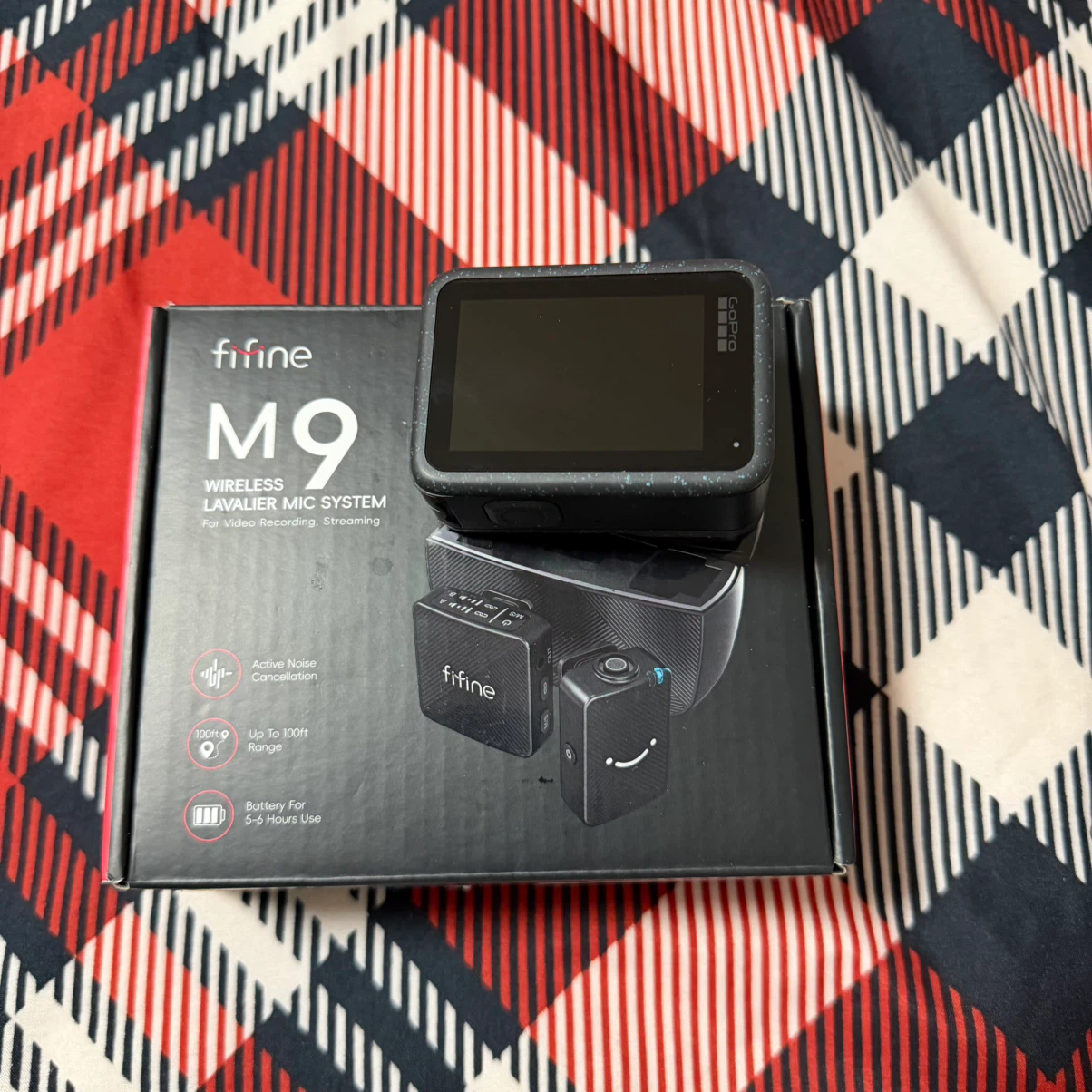 Gopro 12 with grip handle nd Fifine M9 Wireless  Mic