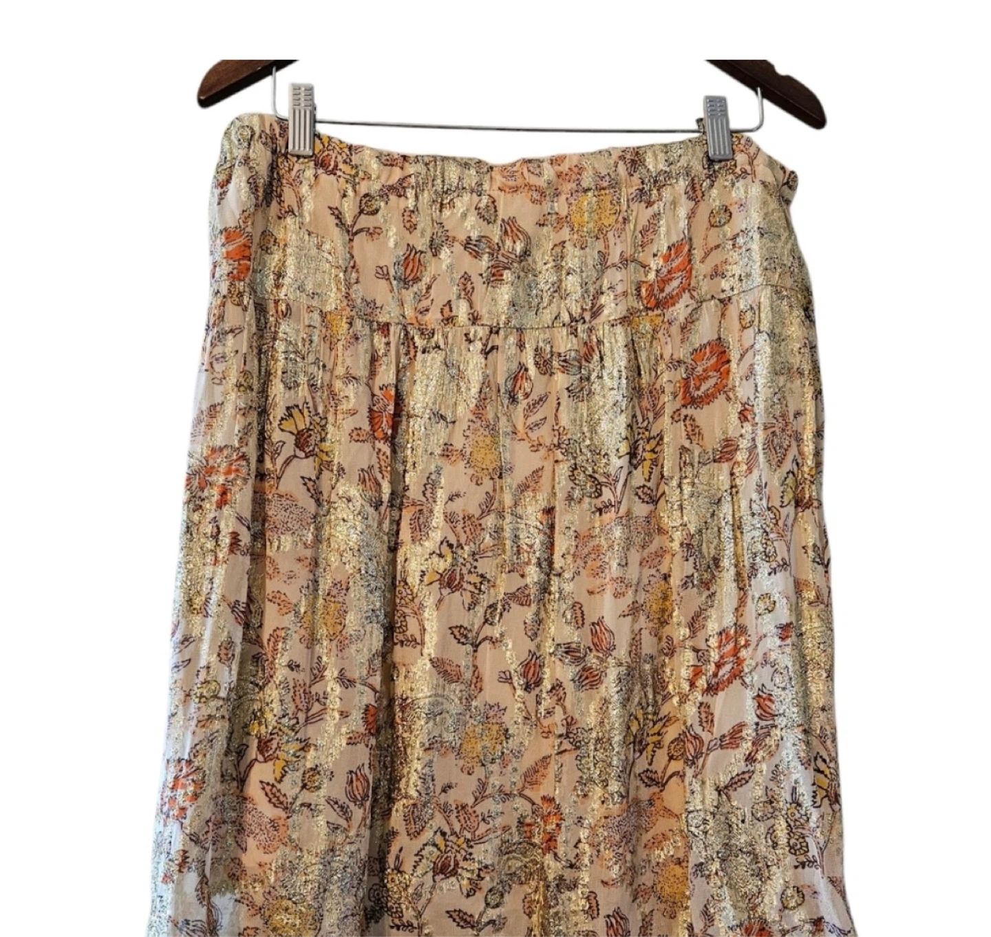 Ba&SH floral gold metallic print skirt - photo 2