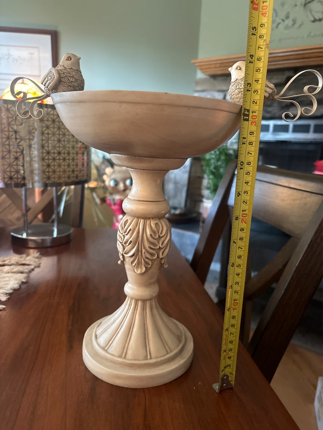 Decorative Bird Bath Pedestal with Two Birds - photo 3