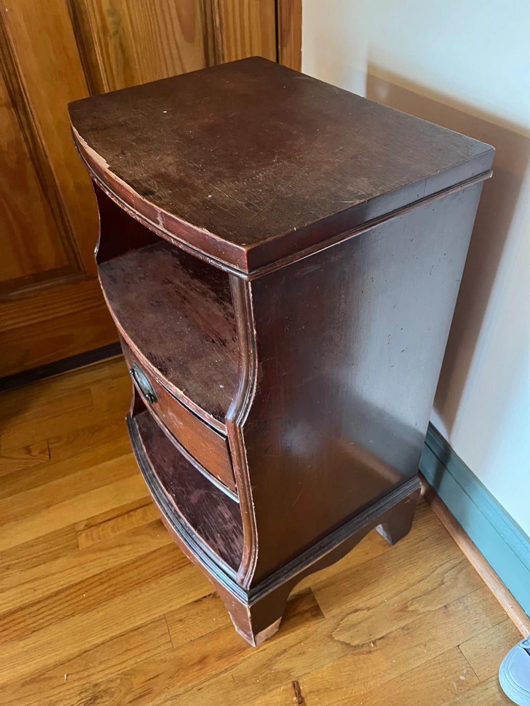 Vintage Wood Nightstand with Drawer