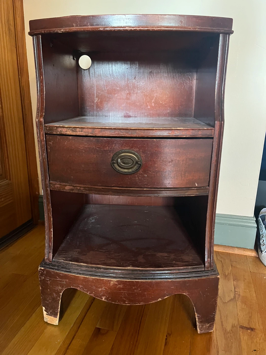 Vintage Wood Nightstand with Drawer - photo 2