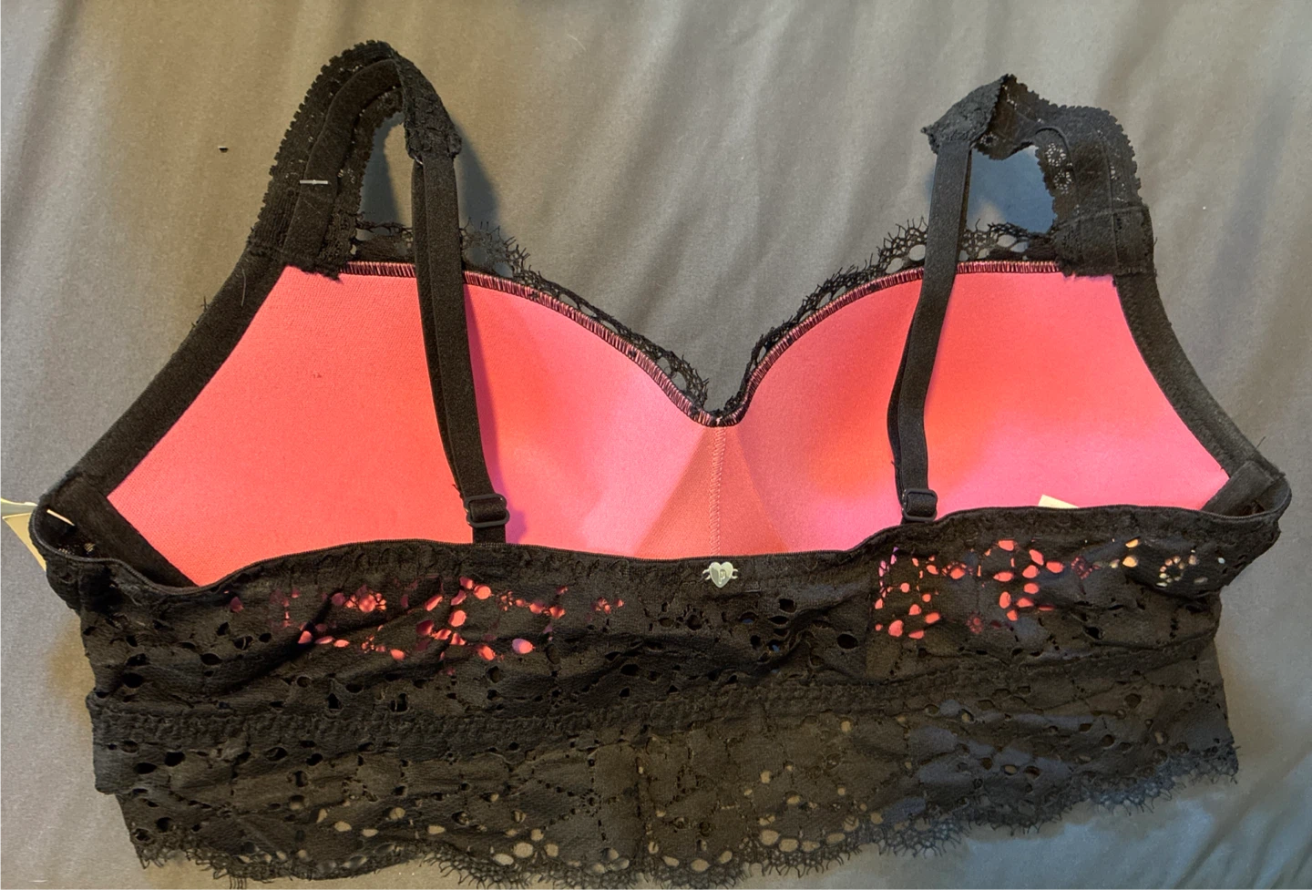 BNWT Victoria's Secret Pink Lace Bralette Bra - Black - Size L - photo 2