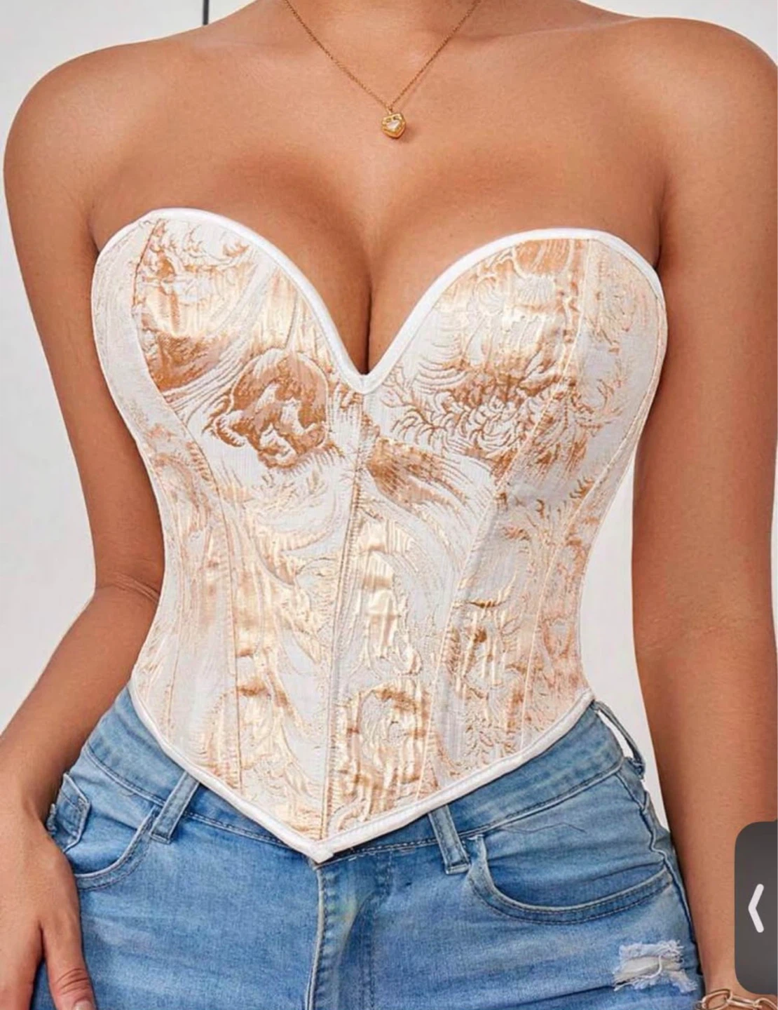 Gold Floral Corset Top- Small