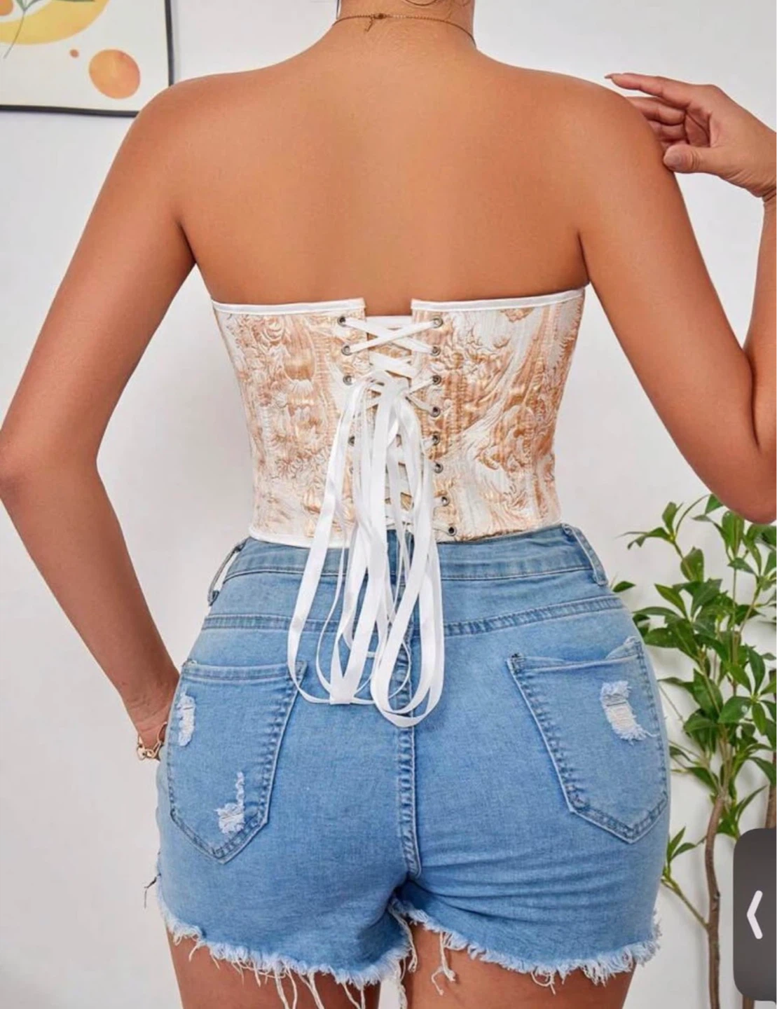Gold Floral Corset Top- Small - photo 2