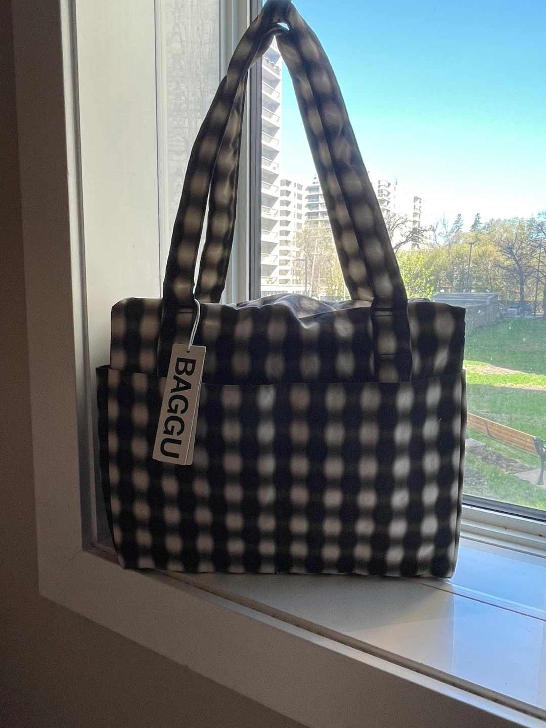 BAGGU Cloud Bag Sm Blurred Gingham NEW