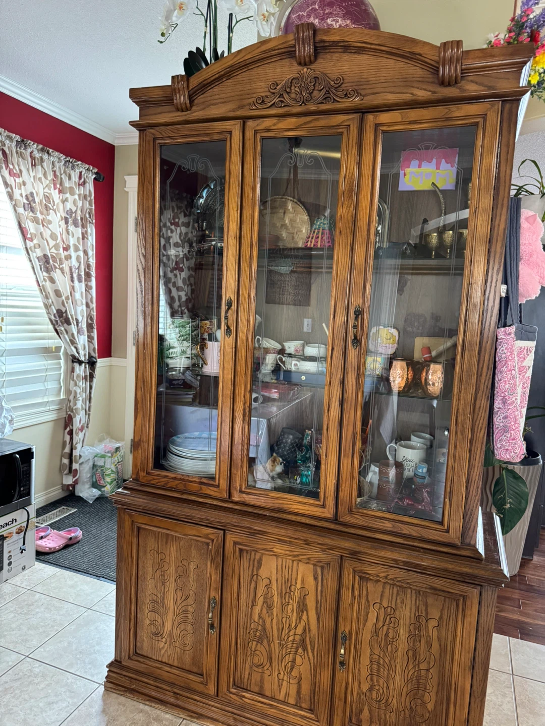 Oak China Cabinet with Glass Doors - photo 4