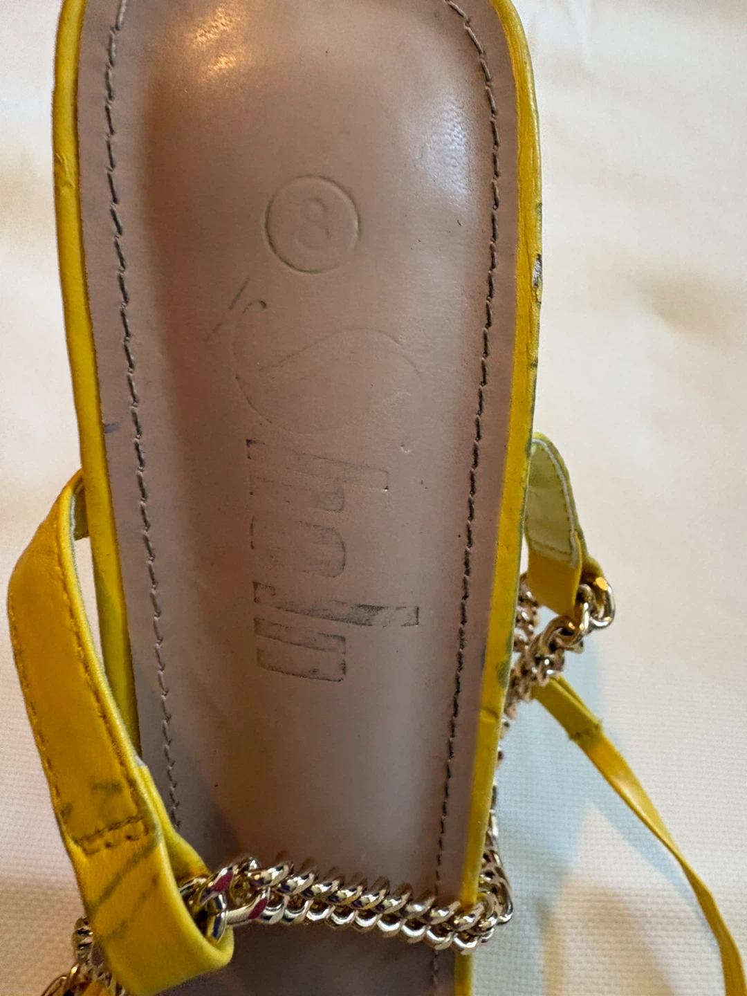 Yellow Strappy Chain Heels - Size 8