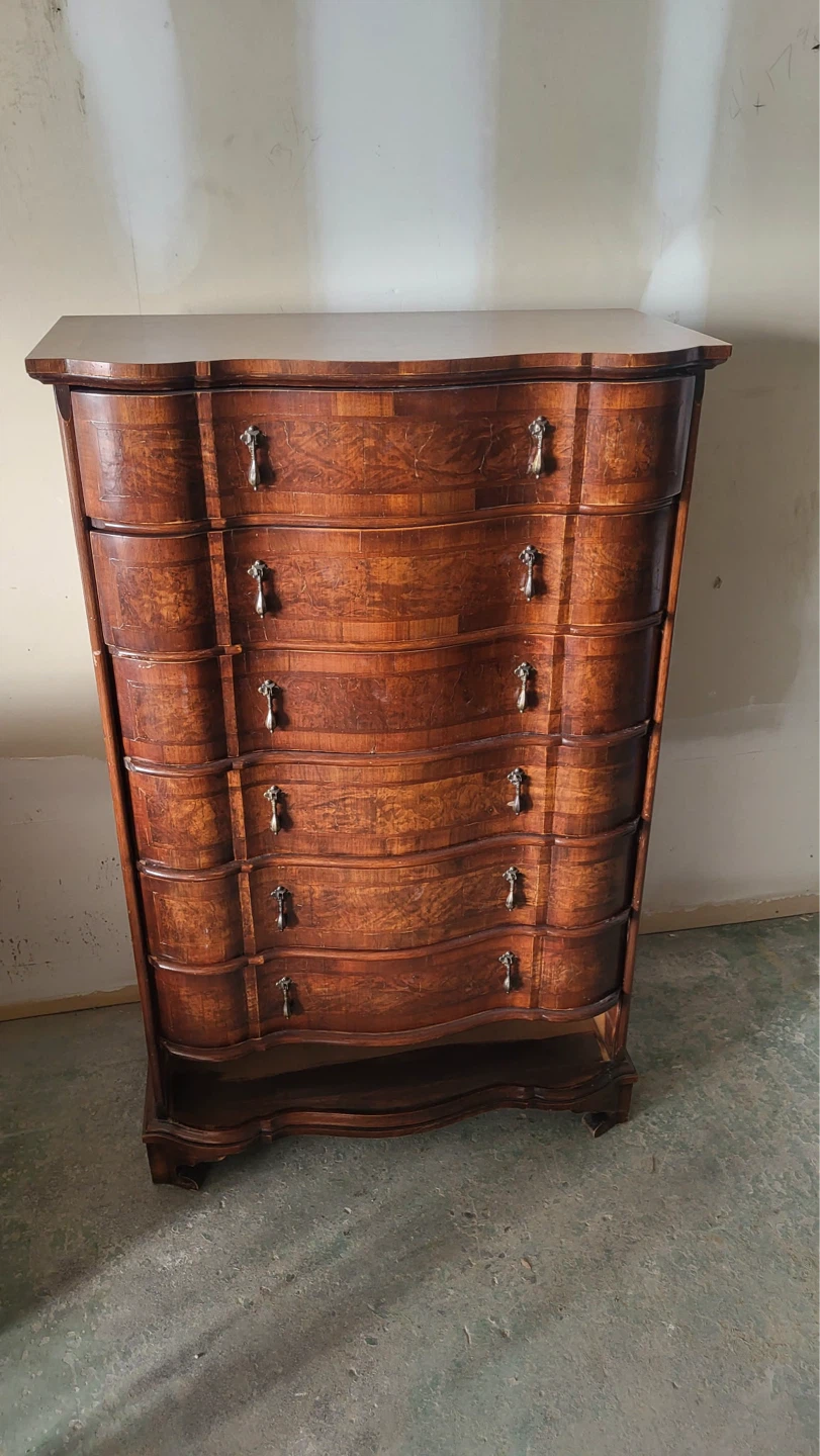 Antique Wooden Dresser with Ornate Handles