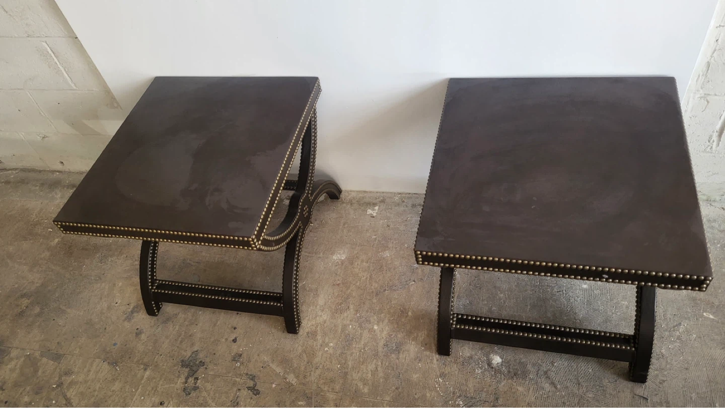 Dark brown studded side table - photo 4