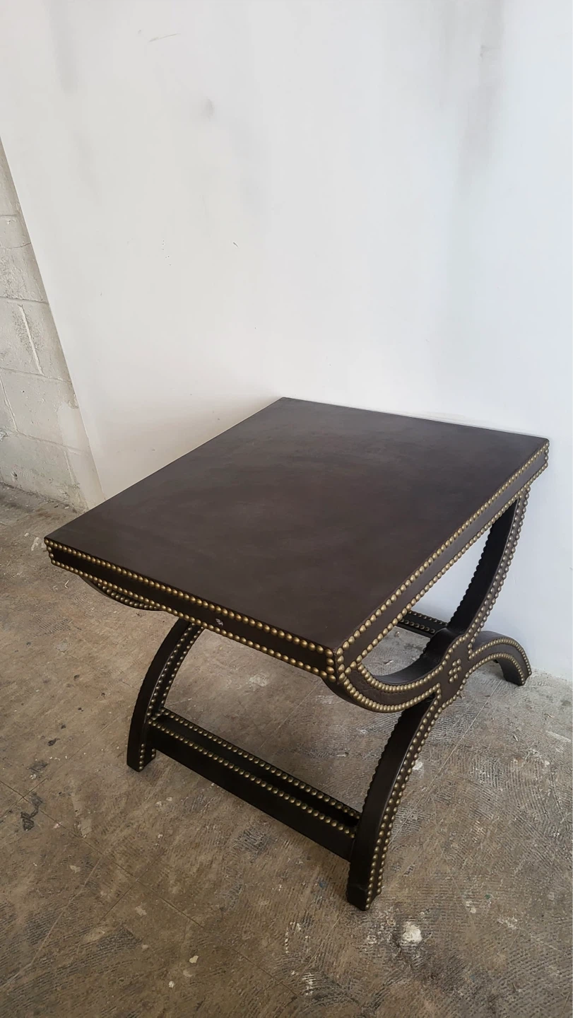 Dark brown studded side table - photo 2