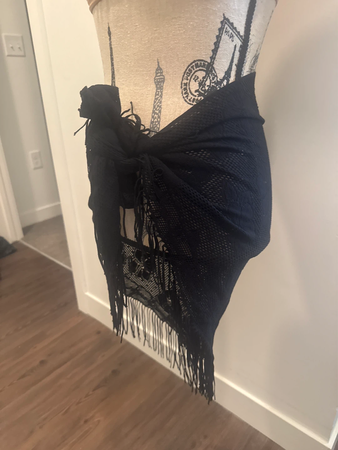 Tommy Bahama Black Flower Detail  Fringe Sarong Skirt - photo 2