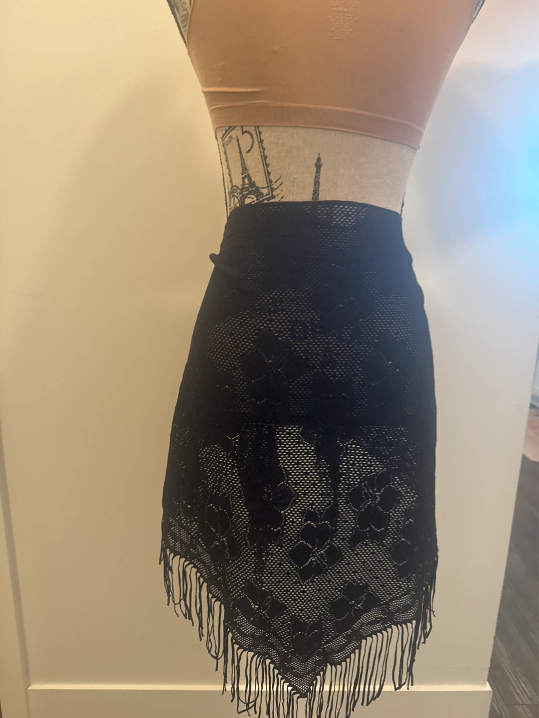 Tommy Bahama Black Flower Detail  Fringe Sarong Skirt - photo 3