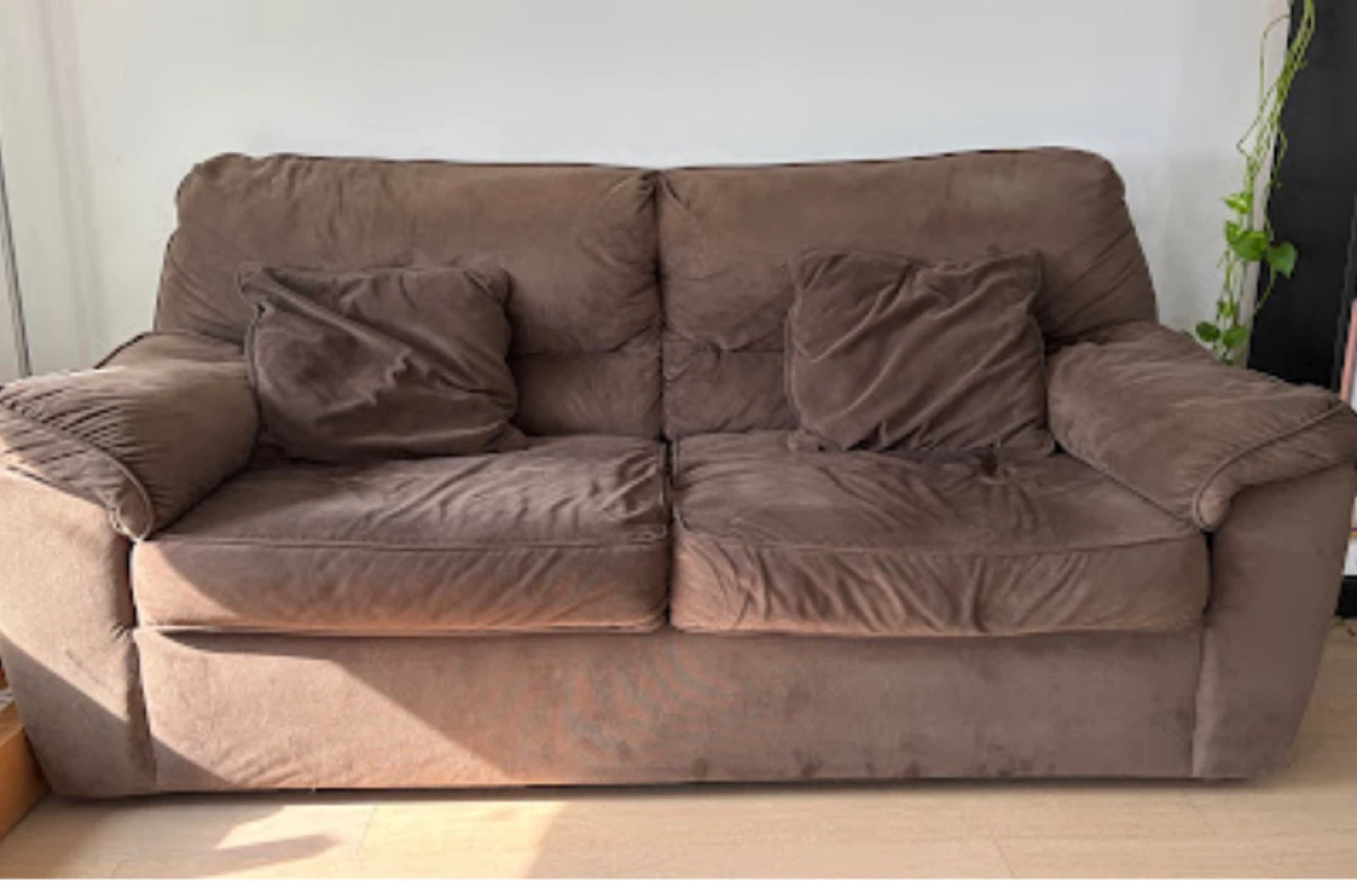 Raymour & Flanigan  Brown Suede Loveseat Sofa