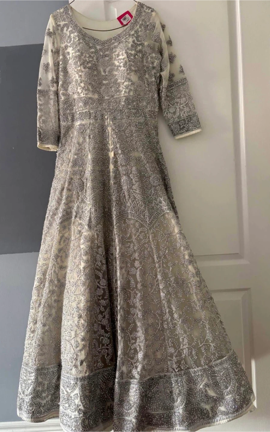 Women's Embellished Anarkali Dress in grey