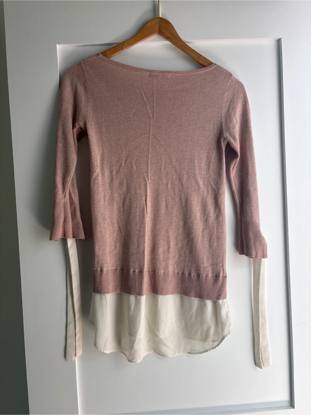 Women's Pink Sweater with Chiffon Underlay - Size XS - photo 2