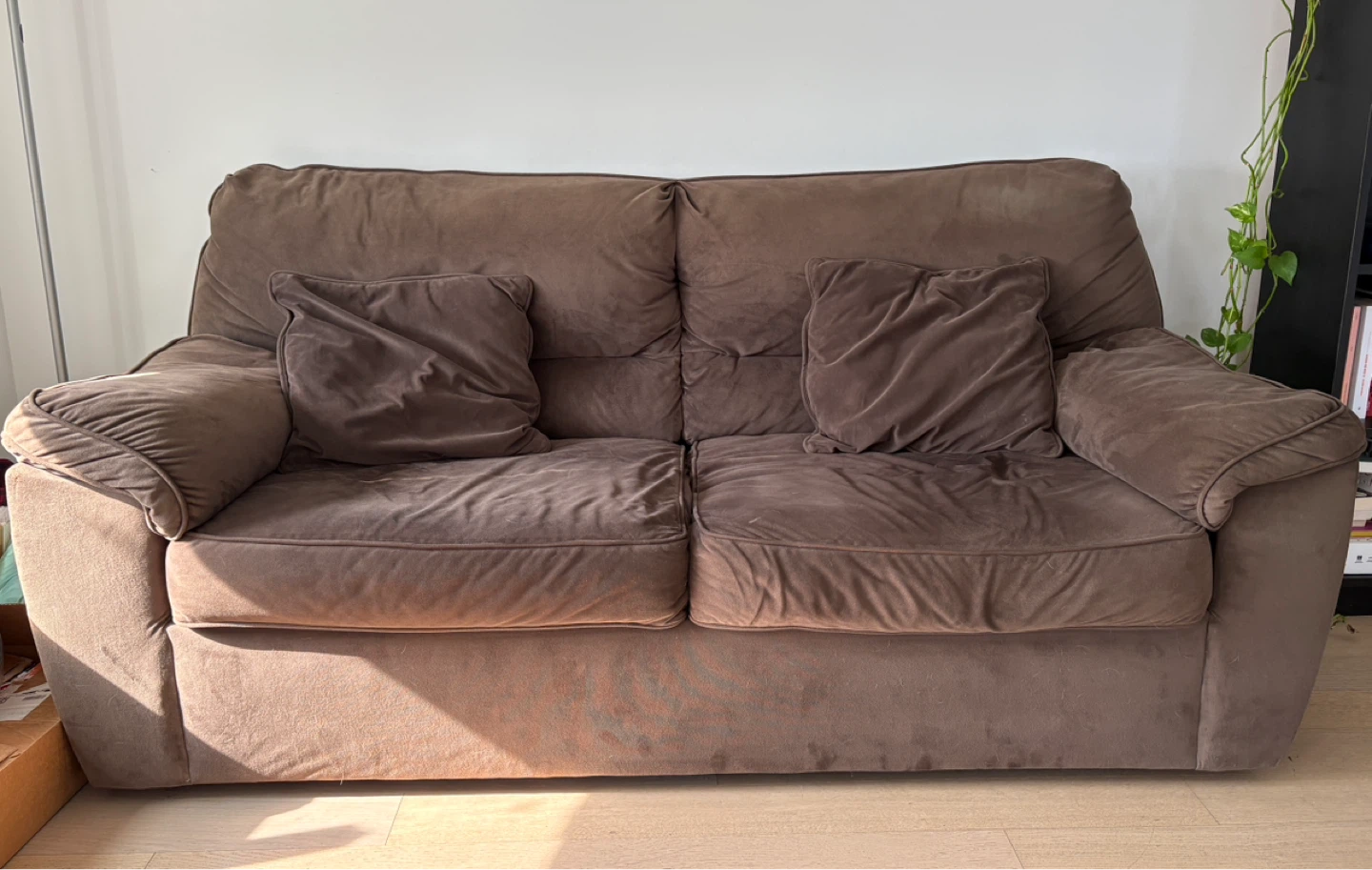 Raymour & Flanigan  Brown Suede Loveseat Sofa - photo 2