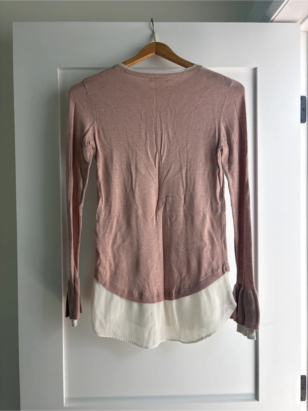 Camber & Grace Pink Sweater with White Chiffon Layer - photo 2