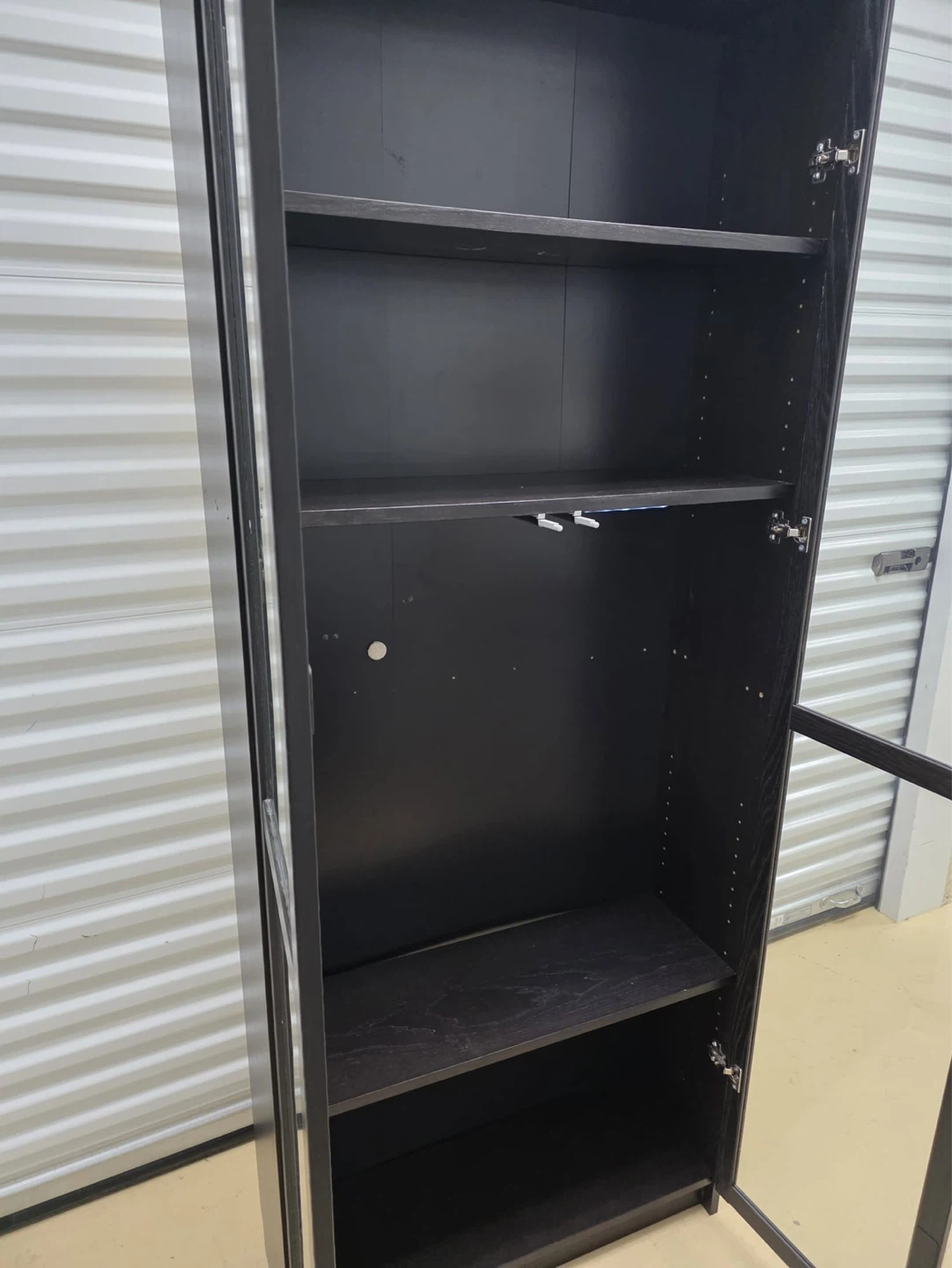 Ikea Tall Black Storage Cabinet with Glass Doors - photo 3