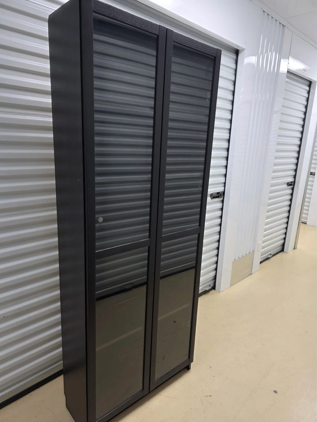 Ikea Tall Black Storage Cabinet with Glass Doors - photo 2