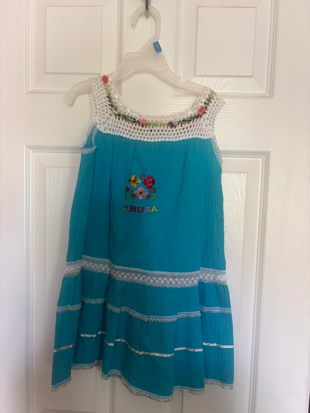 Girls' Blue Aruba Embroidered Dress - Size 4T