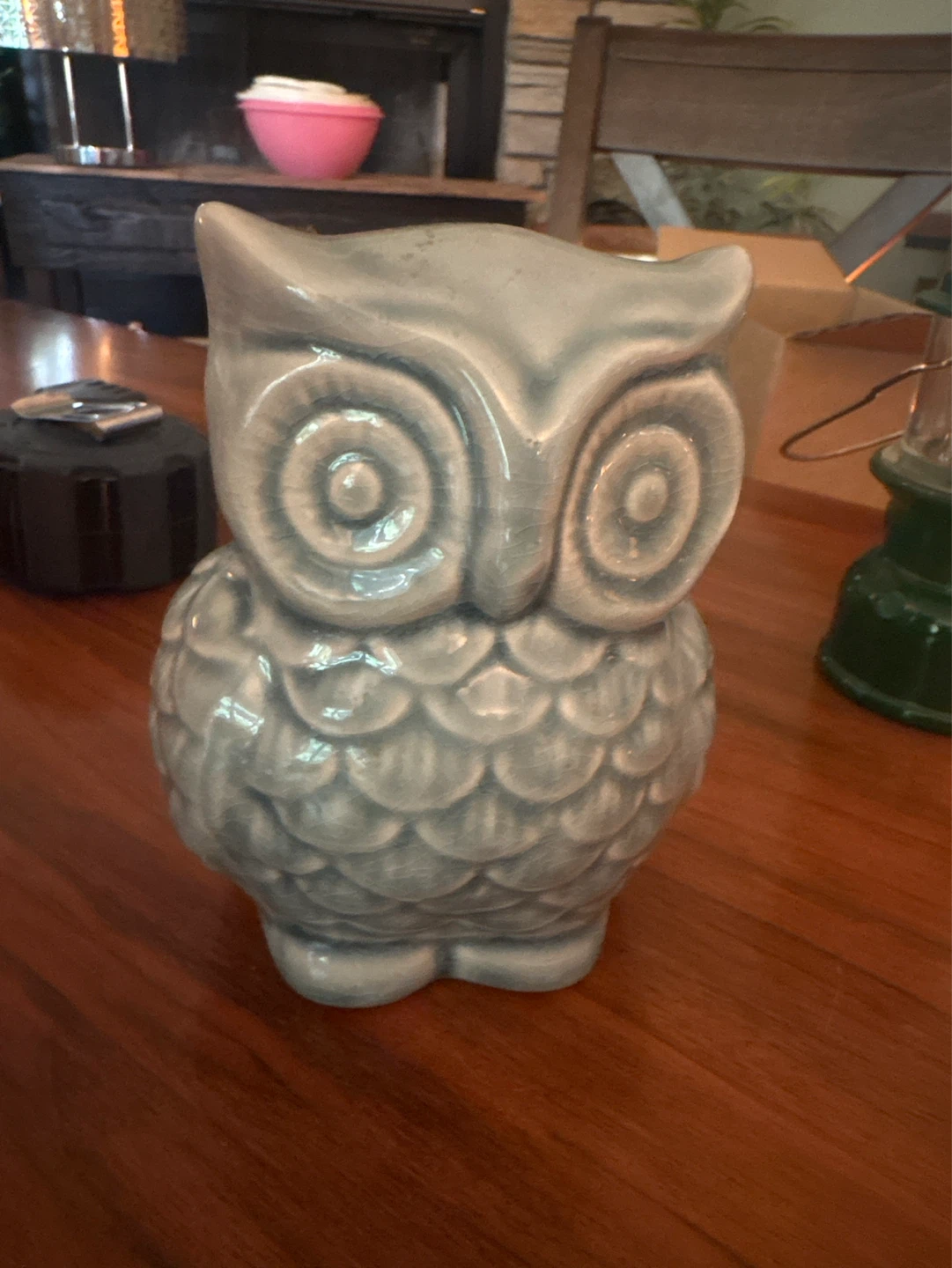 Grey Ceramic Owl Figurine