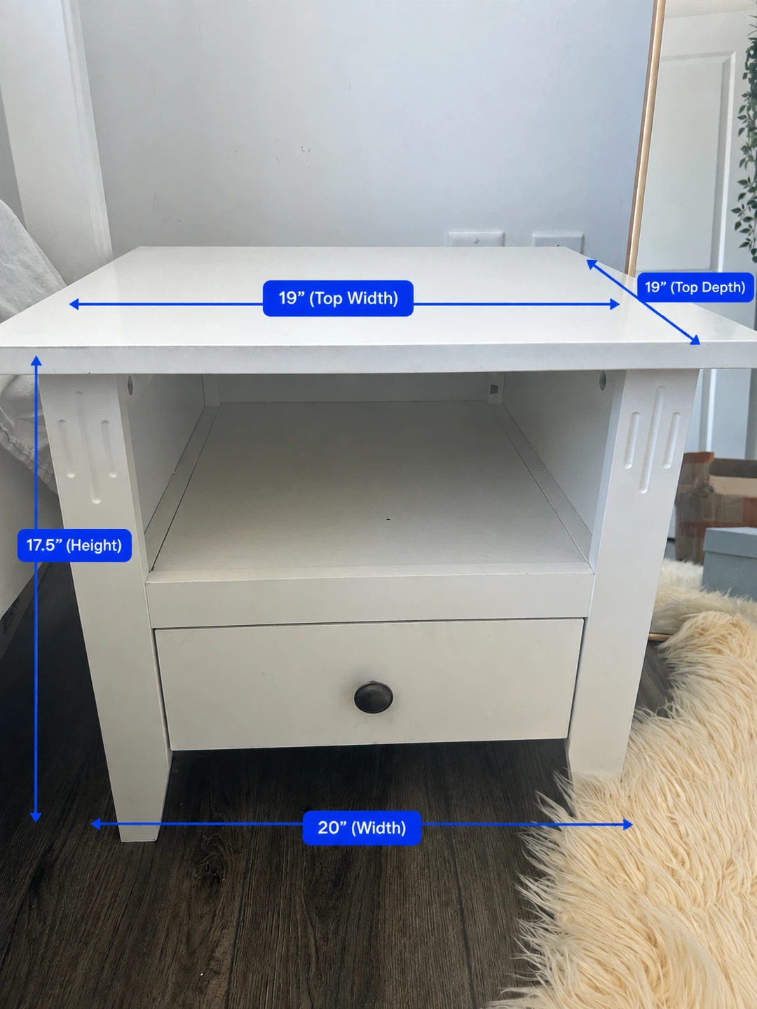 White Nightstand with Drawer - photo 3