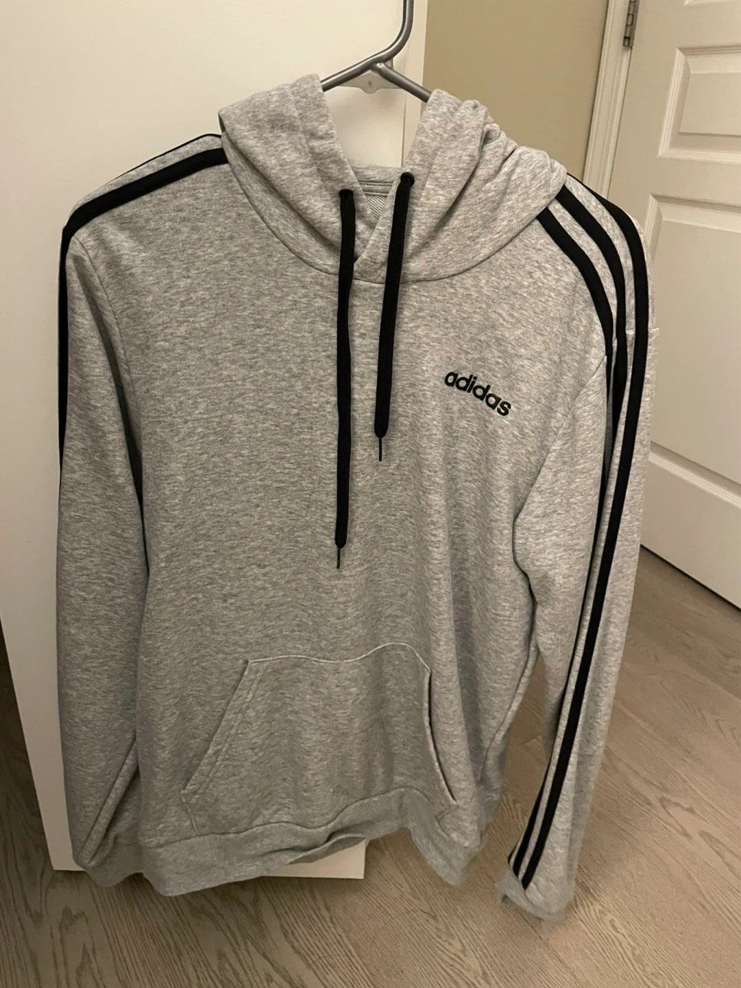 Adidas Grey Hoodie with Black Stripes ⚽
