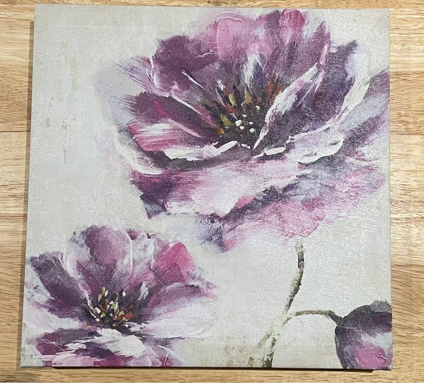 Set of 2 Floral Canvas Wall Art Pieces 12"x12"