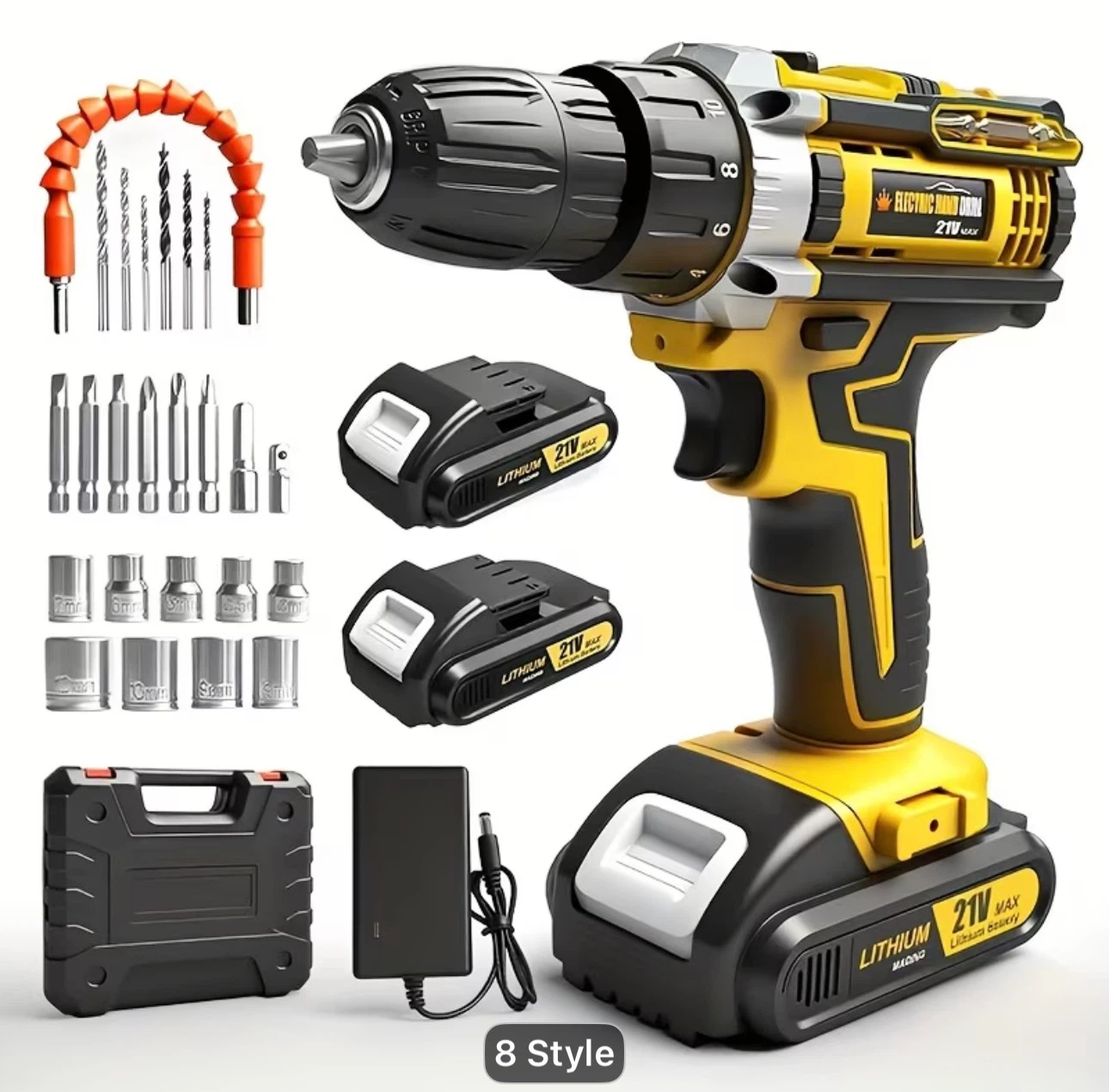 Lithium-ion Cordless Drill Set, Includes Battery and Charger