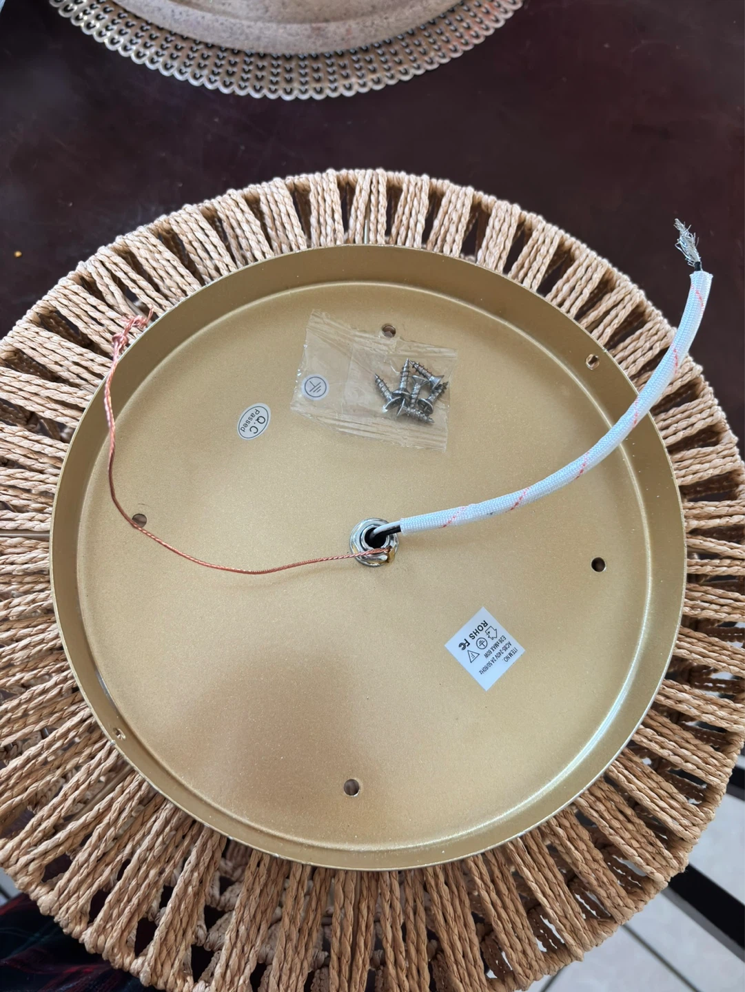 Woven Rattan Mount Ceiling Light Fixture - photo 5