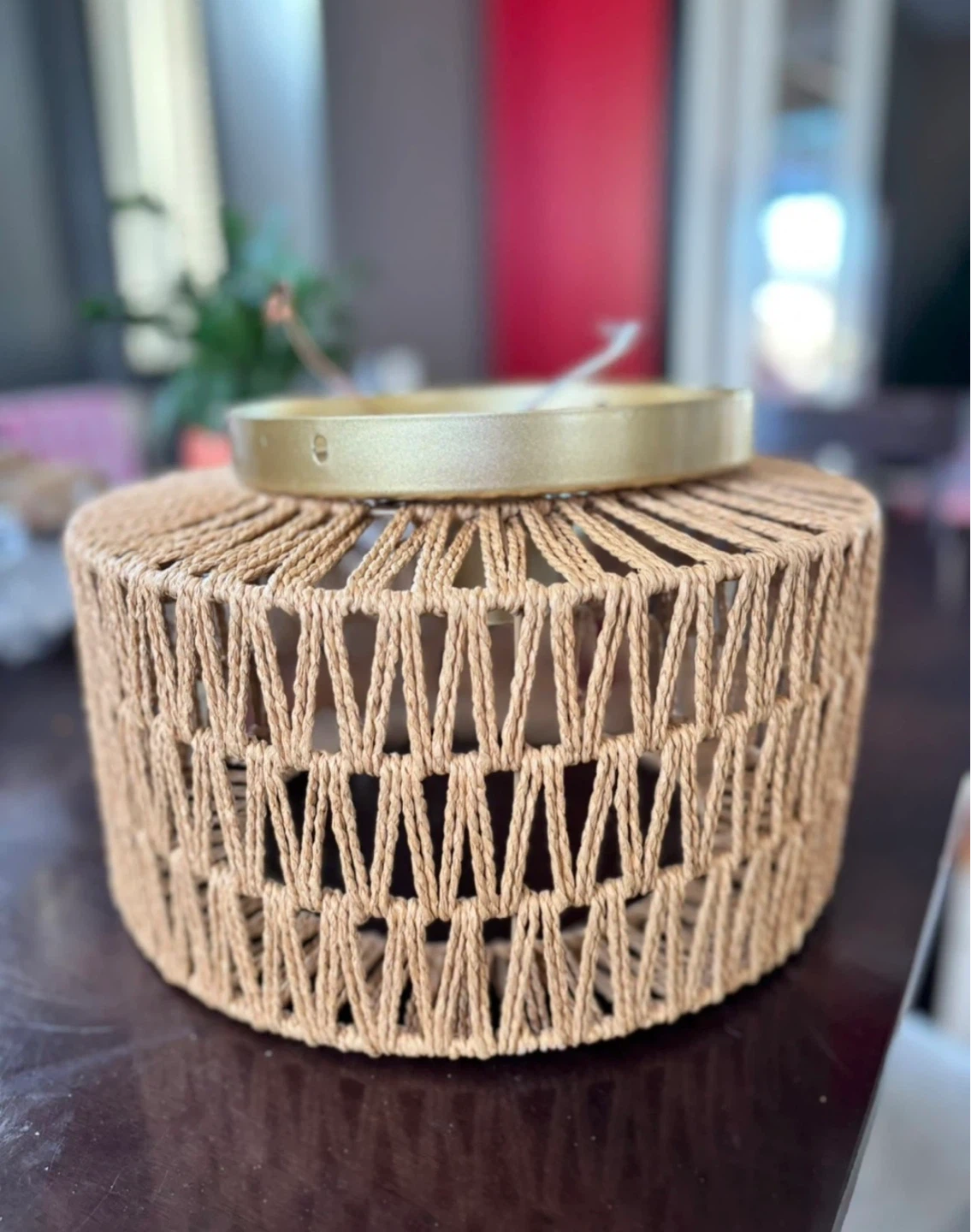 Woven Rattan Mount Ceiling Light Fixture