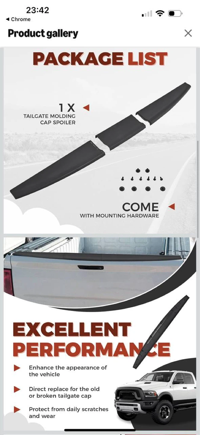 Dodge Ram Tailgate Molding Cap / Tailgate Spoiler 2009-20 - photo 4