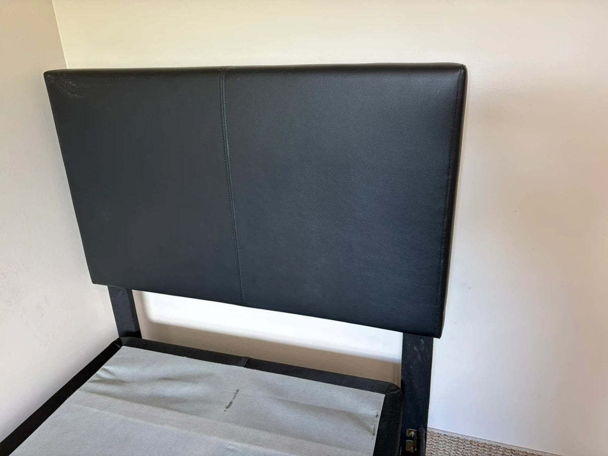 Black Leather Bed Frame with Box Spring - photo 4